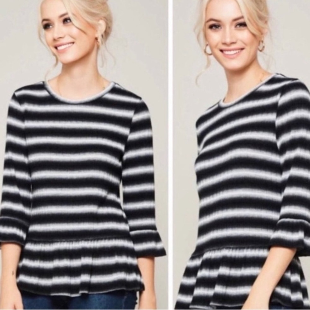Black and Gray Striped Top